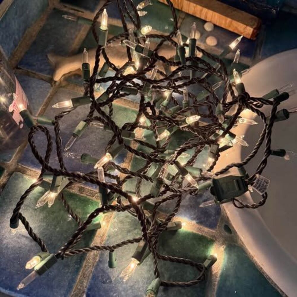 Warm White Mini Christmas Lights with Green Wire